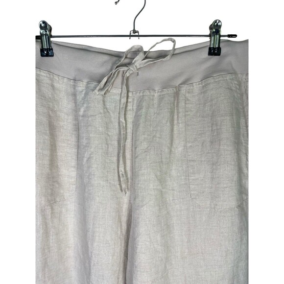 Saks Fifth Avenue Blue XL ivory Linen Pants Womens‎ Pull-On Wide Leg Drawstring - Picture 4 of 13
